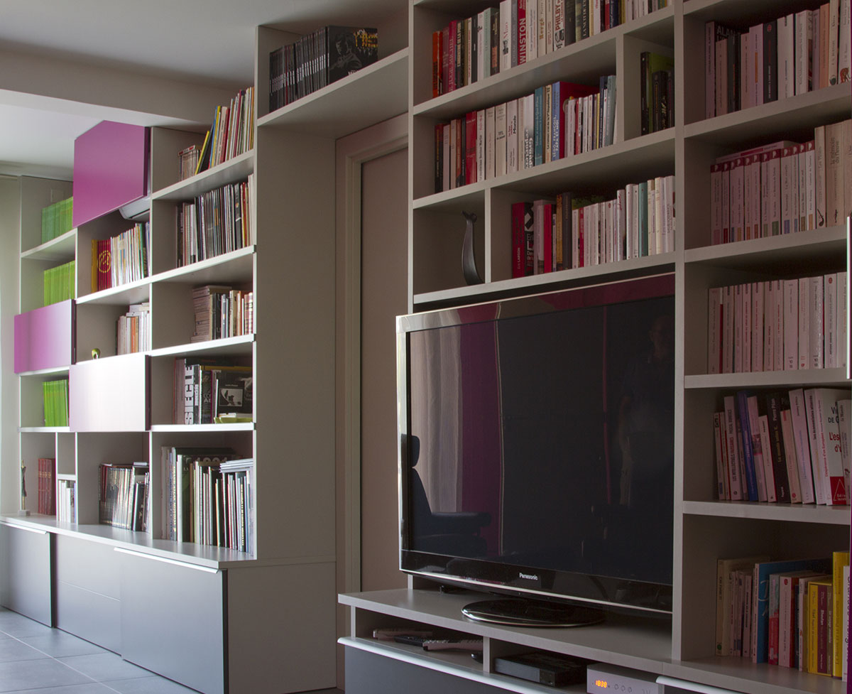 bibliothèque avec meuble tv intégré
